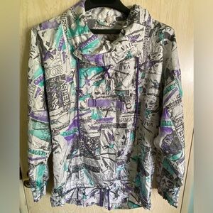1980S PULLOVER WINDBREAKER SKI MOUNTAIN PRINT FROM KAELIN SKI SZ 6